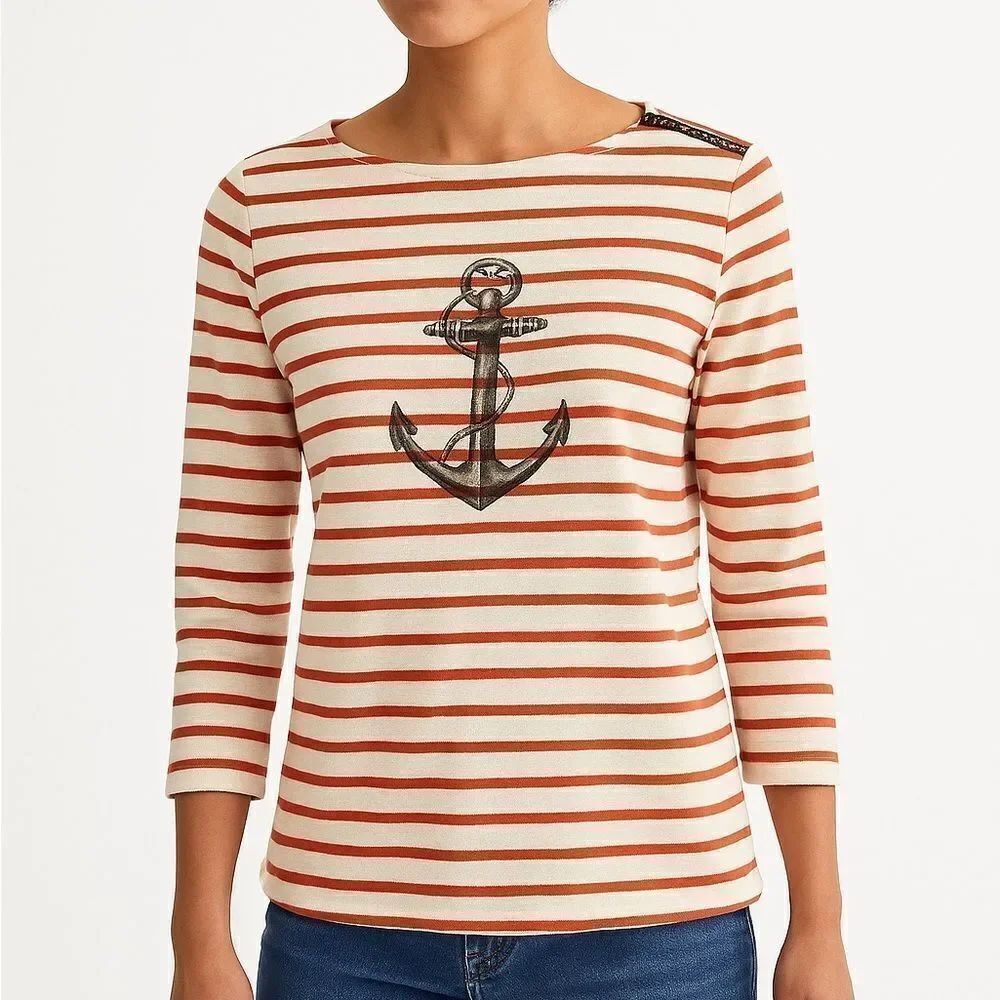 Revolve Massimo Dutti Anchor Print Striped Boatneck Sweater